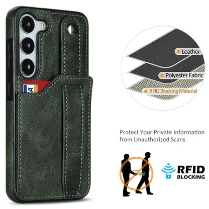 For Samsung Galaxy S23 FE Case Anti-scratch RFID Blocking Wristband Kickstand Phone Cover