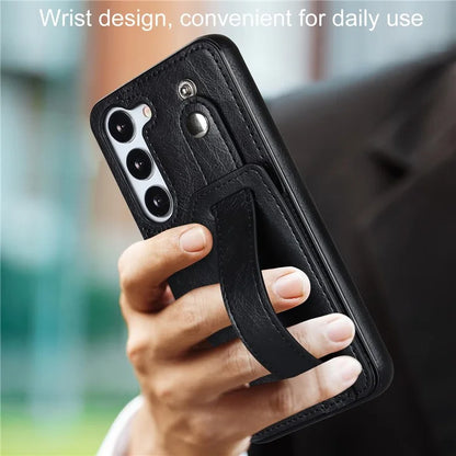 For Samsung Galaxy S23 FE Case Anti-scratch RFID Blocking Wristband Kickstand Phone Cover