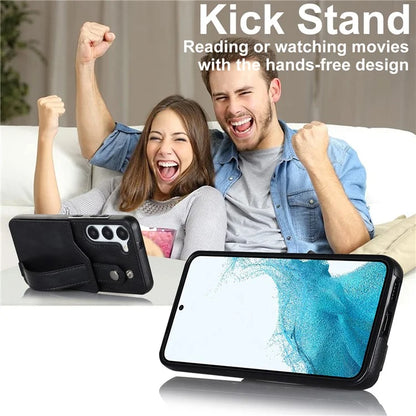 For Samsung Galaxy S23 FE Case Anti-scratch RFID Blocking Wristband Kickstand Phone Cover