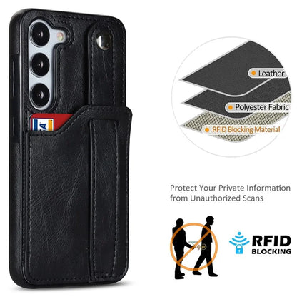 For Samsung Galaxy S23 FE Case Anti-scratch RFID Blocking Wristband Kickstand Phone Cover