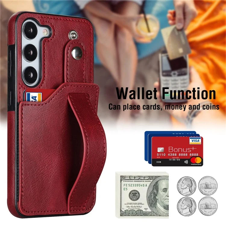 For Samsung Galaxy S23 FE Case Anti-scratch RFID Blocking Wristband Kickstand Phone Cover