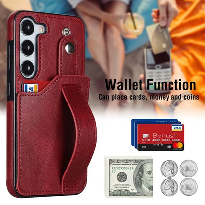 For Samsung Galaxy S23 FE Case Anti-scratch RFID Blocking Wristband Kickstand Phone Cover