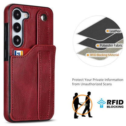 For Samsung Galaxy S23 FE Case Anti-scratch RFID Blocking Wristband Kickstand Phone Cover