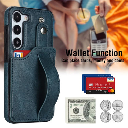 For Samsung Galaxy S23 FE Case Anti-scratch RFID Blocking Wristband Kickstand Phone Cover