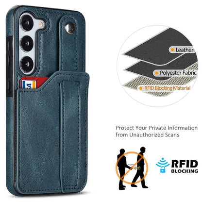 For Samsung Galaxy S23 FE Case Anti-scratch RFID Blocking Wristband Kickstand Phone Cover
