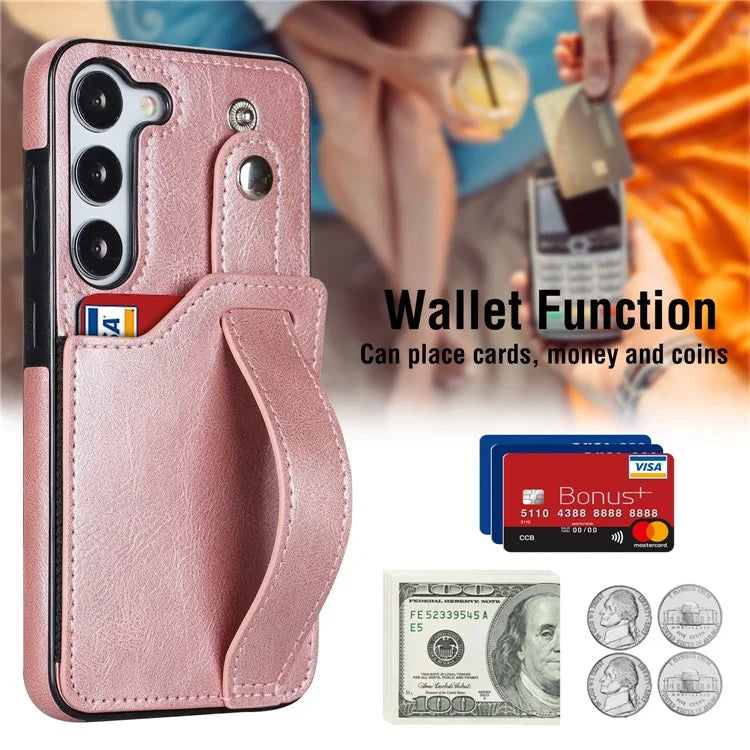 For Samsung Galaxy S23 FE Case Anti-scratch RFID Blocking Wristband Kickstand Phone Cover