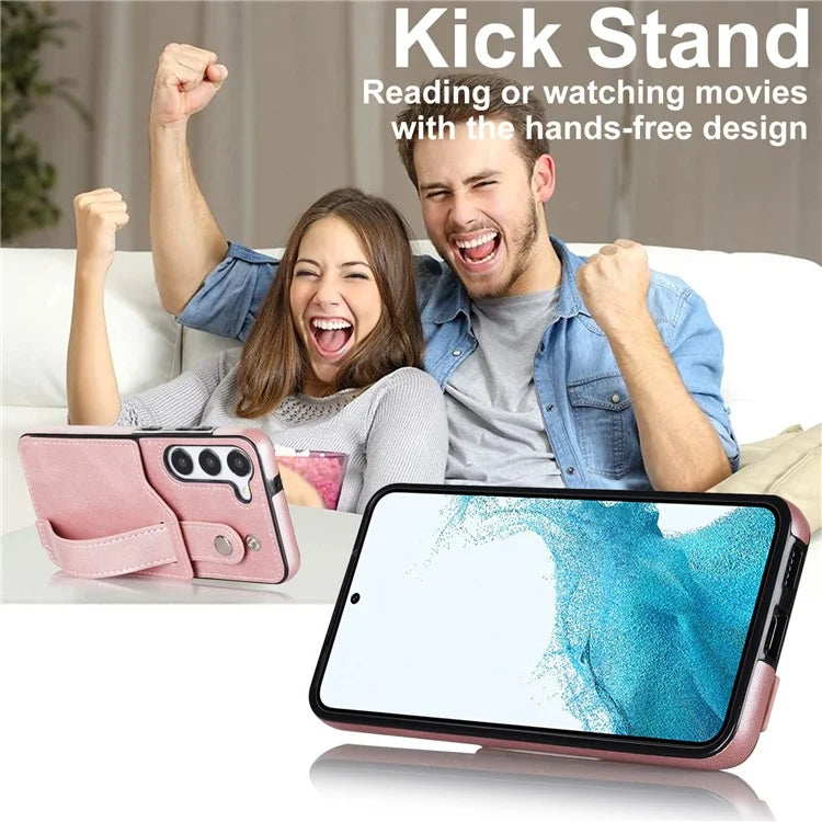 For Samsung Galaxy S23 FE Case Anti-scratch RFID Blocking Wristband Kickstand Phone Cover