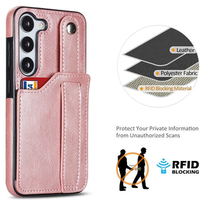 For Samsung Galaxy S23 FE Case Anti-scratch RFID Blocking Wristband Kickstand Phone Cover