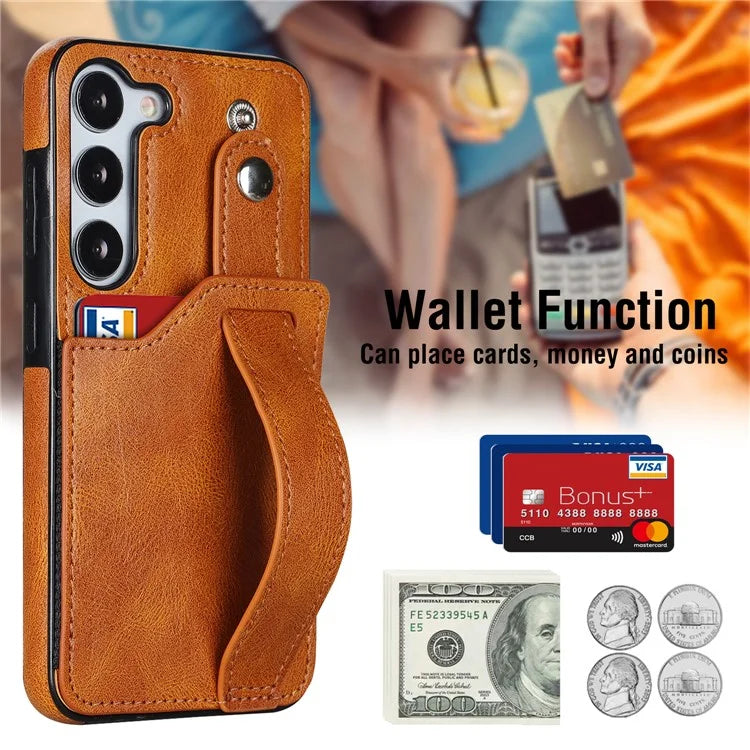 For Samsung Galaxy S23 FE Case Anti-scratch RFID Blocking Wristband Kickstand Phone Cover