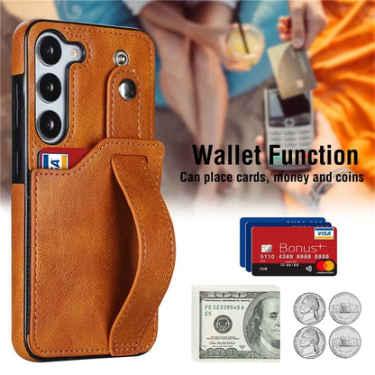 For Samsung Galaxy S23 FE Case Anti-scratch RFID Blocking Wristband Kickstand Phone Cover