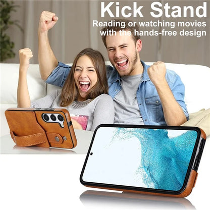 For Samsung Galaxy S23 FE Case Anti-scratch RFID Blocking Wristband Kickstand Phone Cover