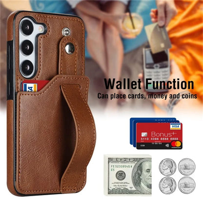 For Samsung Galaxy S23 FE Case Anti-scratch RFID Blocking Wristband Kickstand Phone Cover