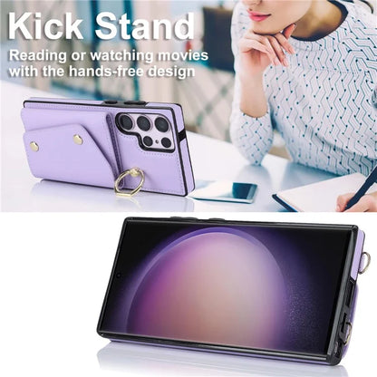 For Samsung Galaxy S24 Ultra Case Wallet Zipper Anti-scratch PU Leather+TPU Phone Protector