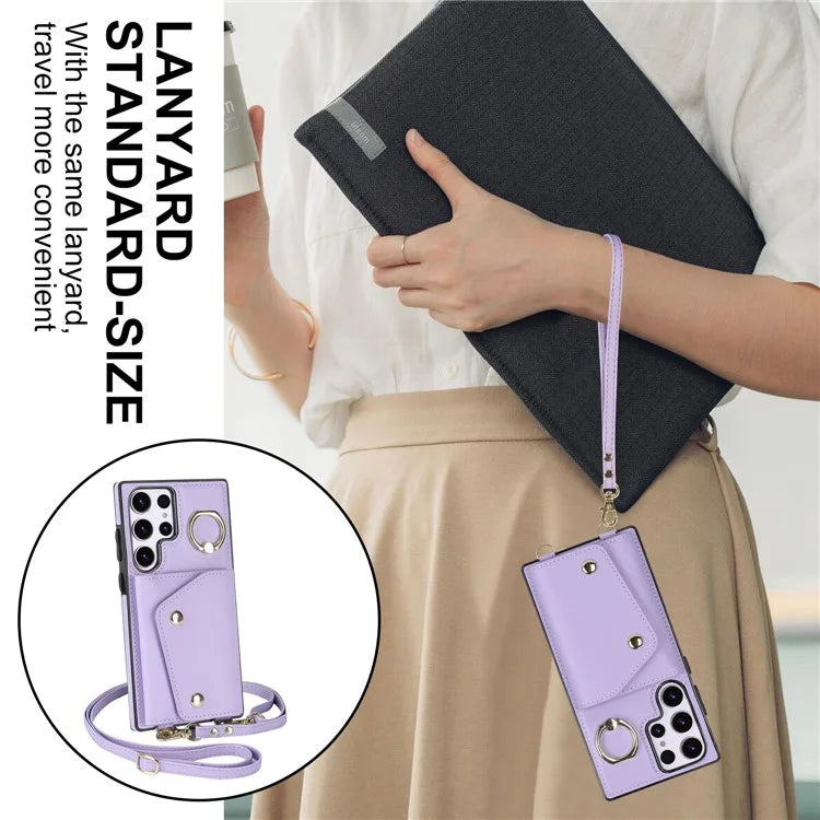 For Samsung Galaxy S24 Ultra Case Wallet Zipper Anti-scratch PU Leather+TPU Phone Protector