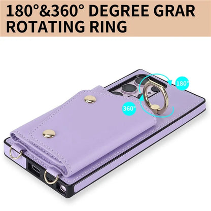 For Samsung Galaxy S24 Ultra Case Wallet Zipper Anti-scratch PU Leather+TPU Phone Protector