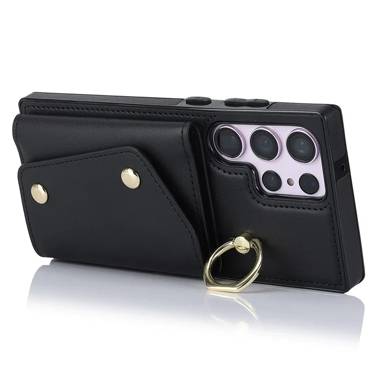 For Samsung Galaxy S24 Ultra Case Wallet Zipper Anti-scratch PU Leather+TPU Phone Protector