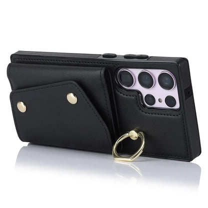 For Samsung Galaxy S24 Ultra Case Wallet Zipper Anti-scratch PU Leather+TPU Phone Protector
