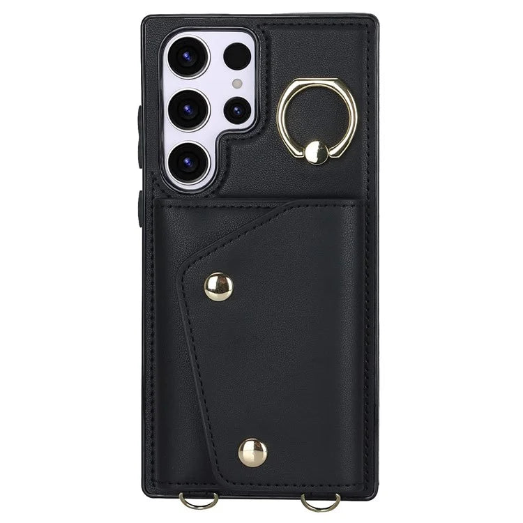For Samsung Galaxy S24 Ultra Case Wallet Zipper Anti-scratch PU Leather+TPU Phone Protector