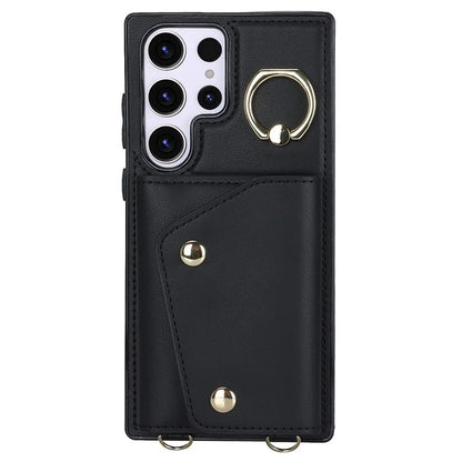 For Samsung Galaxy S24 Ultra Case Wallet Zipper Anti-scratch PU Leather+TPU Phone Protector