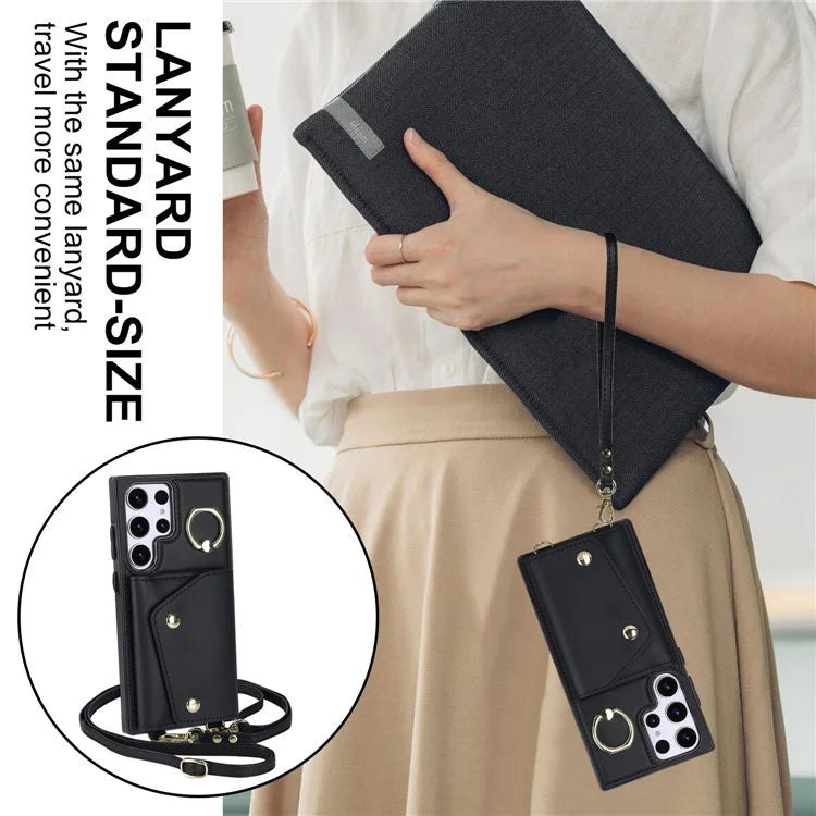 For Samsung Galaxy S24 Ultra Case Wallet Zipper Anti-scratch PU Leather+TPU Phone Protector