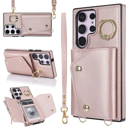 For Samsung Galaxy S24 Ultra Case Wallet Zipper Anti-scratch PU Leather+TPU Phone Protector