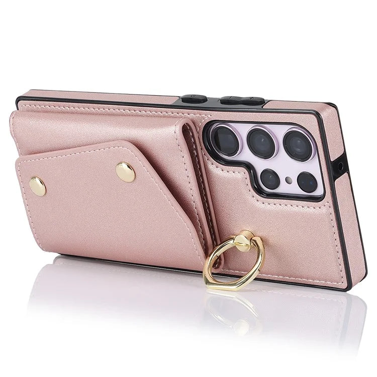 For Samsung Galaxy S24 Ultra Case Wallet Zipper Anti-scratch PU Leather+TPU Phone Protector