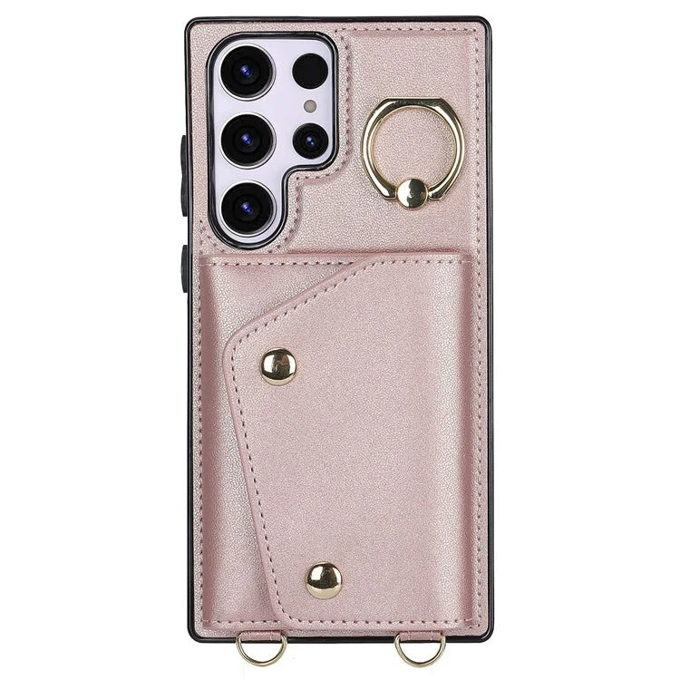 For Samsung Galaxy S24 Ultra Case Wallet Zipper Anti-scratch PU Leather+TPU Phone Protector