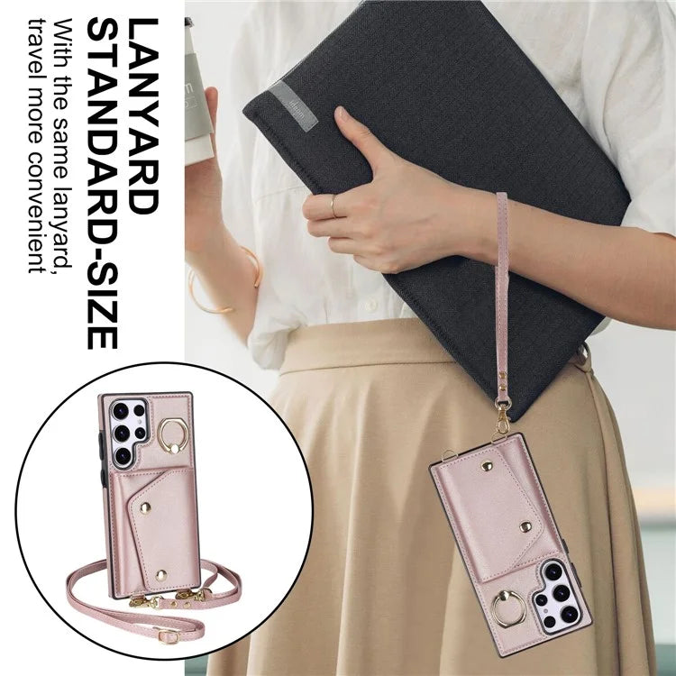 For Samsung Galaxy S24 Ultra Case Wallet Zipper Anti-scratch PU Leather+TPU Phone Protector