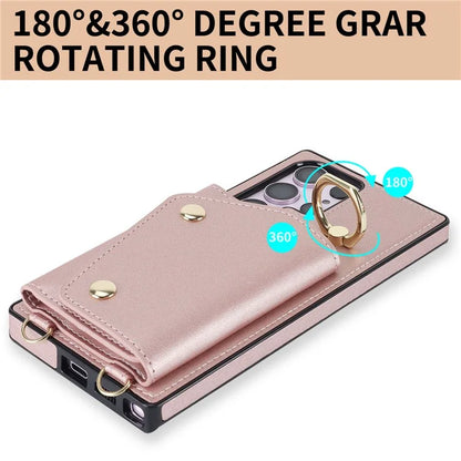 For Samsung Galaxy S24 Ultra Case Wallet Zipper Anti-scratch PU Leather+TPU Phone Protector