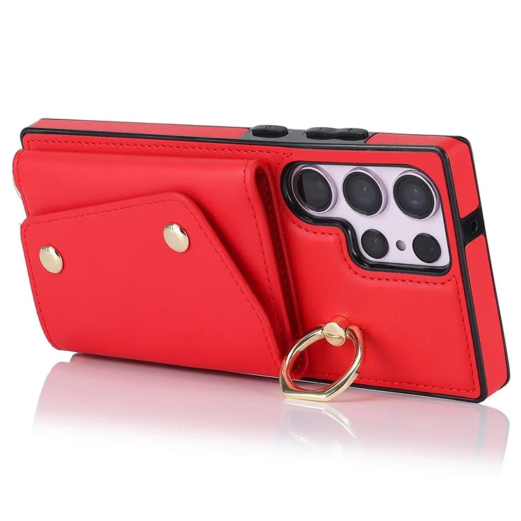 For Samsung Galaxy S24 Ultra Case Wallet Zipper Anti-scratch PU Leather+TPU Phone Protector