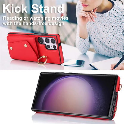 For Samsung Galaxy S24 Ultra Case Wallet Zipper Anti-scratch PU Leather+TPU Phone Protector