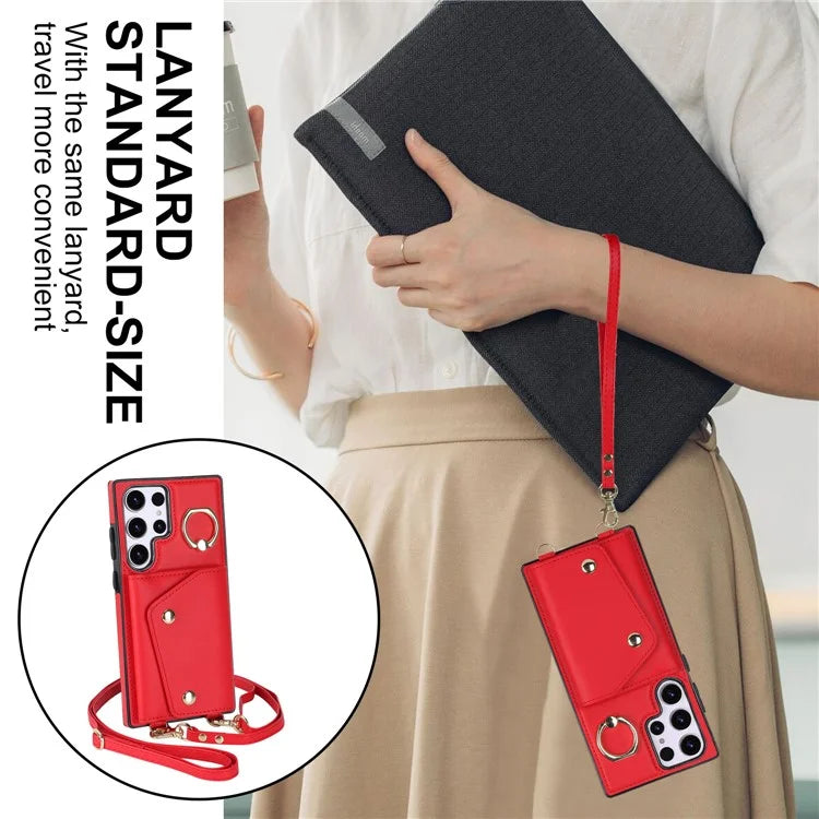 For Samsung Galaxy S24 Ultra Case Wallet Zipper Anti-scratch PU Leather+TPU Phone Protector