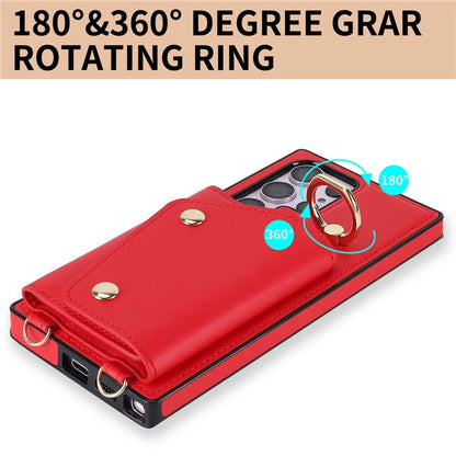 For Samsung Galaxy S24 Ultra Case Wallet Zipper Anti-scratch PU Leather+TPU Phone Protector