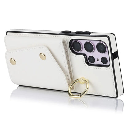 For Samsung Galaxy S24 Ultra Case Wallet Zipper Anti-scratch PU Leather+TPU Phone Protector