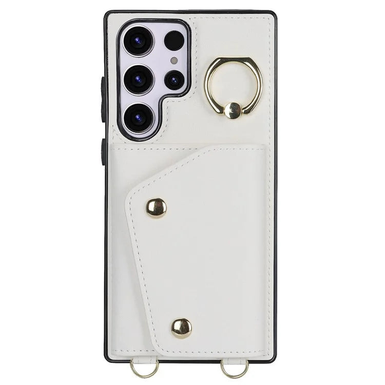 For Samsung Galaxy S24 Ultra Case Wallet Zipper Anti-scratch PU Leather+TPU Phone Protector