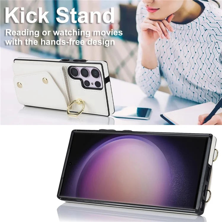 For Samsung Galaxy S24 Ultra Case Wallet Zipper Anti-scratch PU Leather+TPU Phone Protector