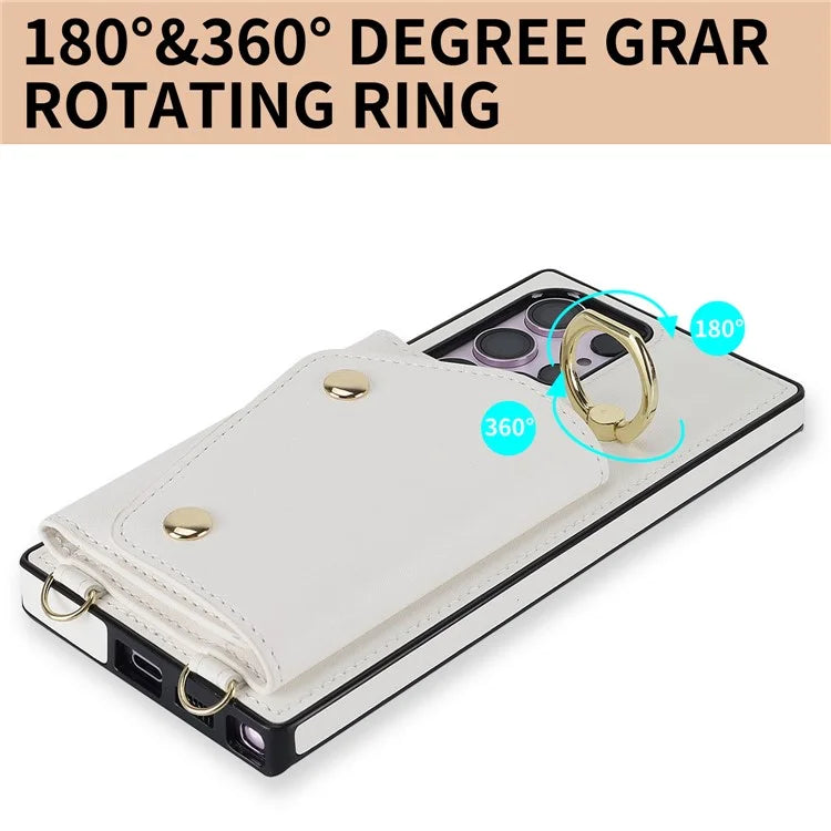 For Samsung Galaxy S24 Ultra Case Wallet Zipper Anti-scratch PU Leather+TPU Phone Protector