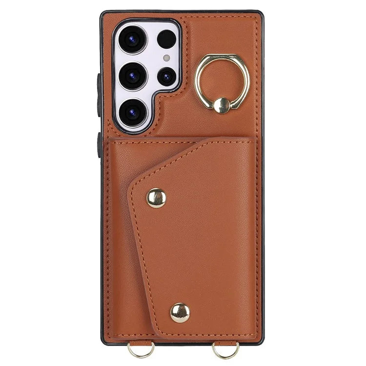 For Samsung Galaxy S24 Ultra Case Wallet Zipper Anti-scratch PU Leather+TPU Phone Protector