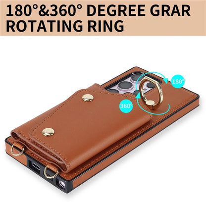 For Samsung Galaxy S24 Ultra Case Wallet Zipper Anti-scratch PU Leather+TPU Phone Protector