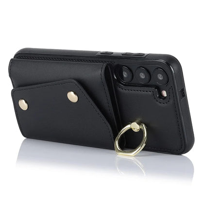 Crossbody Phone Case for Samsung Galaxy S24 Shell Ring Kickstand PU Leather Coated TPU Cover