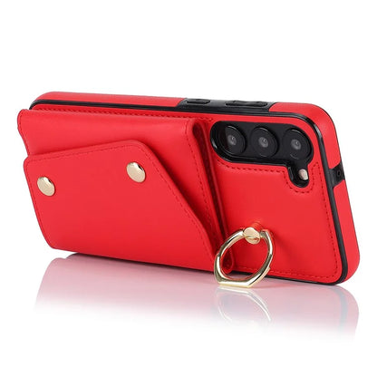Crossbody Phone Case for Samsung Galaxy S24 Shell Ring Kickstand PU Leather Coated TPU Cover