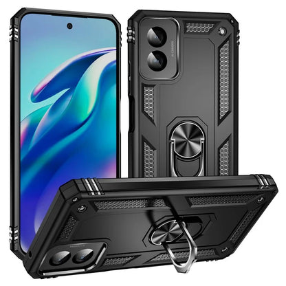 For Motorola Moto G Power (2024) Case Ring Car Mount Kickstand PC+TPU Hybrid Phone Cover