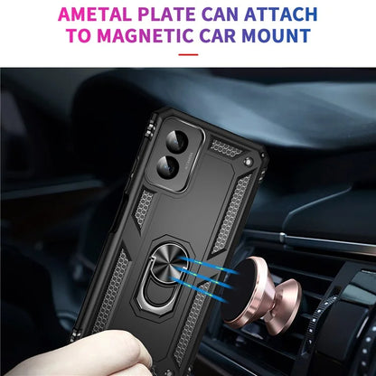 For Motorola Moto G Power (2024) Case Ring Car Mount Kickstand PC+TPU Hybrid Phone Cover