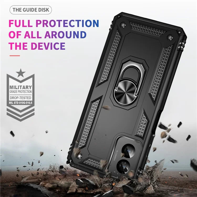For Motorola Moto G Power (2024) Case Ring Car Mount Kickstand PC+TPU Hybrid Phone Cover