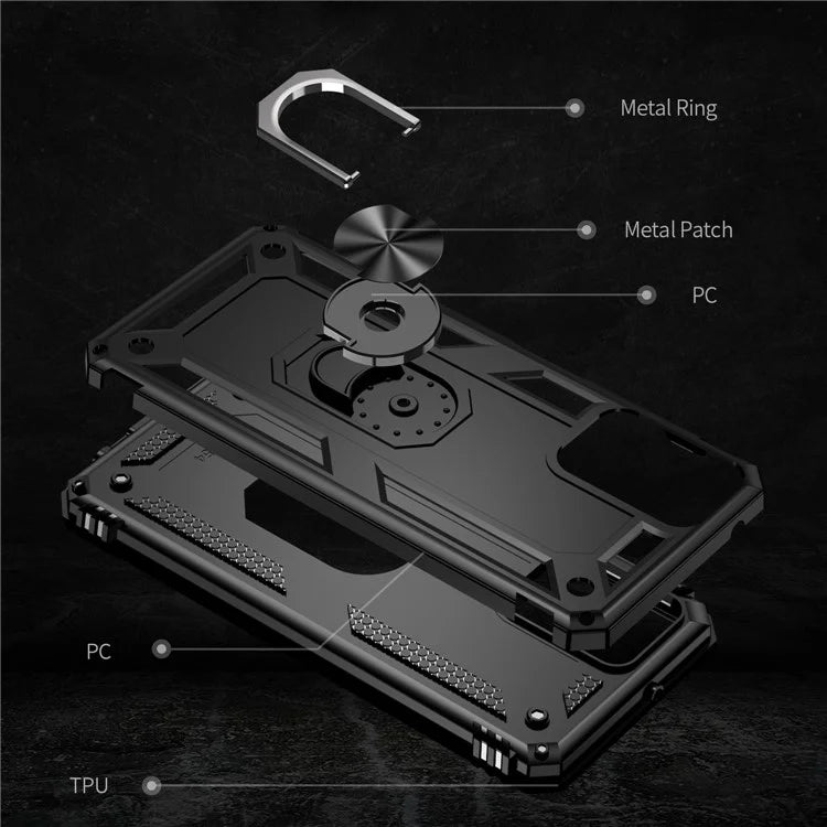 For Motorola Moto G Power (2024) Case Ring Car Mount Kickstand PC+TPU Hybrid Phone Cover