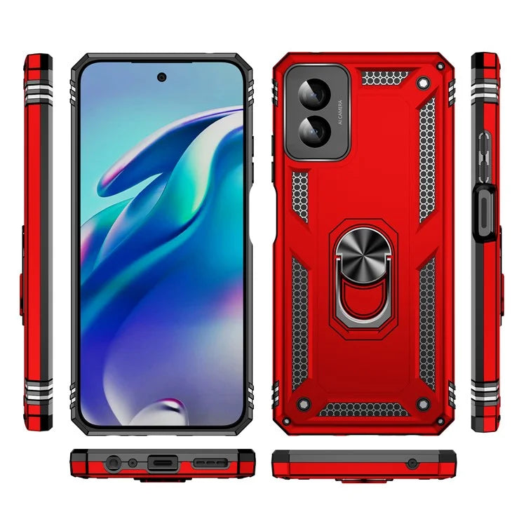 For Motorola Moto G Power (2024) Case Ring Car Mount Kickstand PC+TPU Hybrid Phone Cover