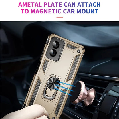 For Motorola Moto G Power (2024) Case Ring Car Mount Kickstand PC+TPU Hybrid Phone Cover