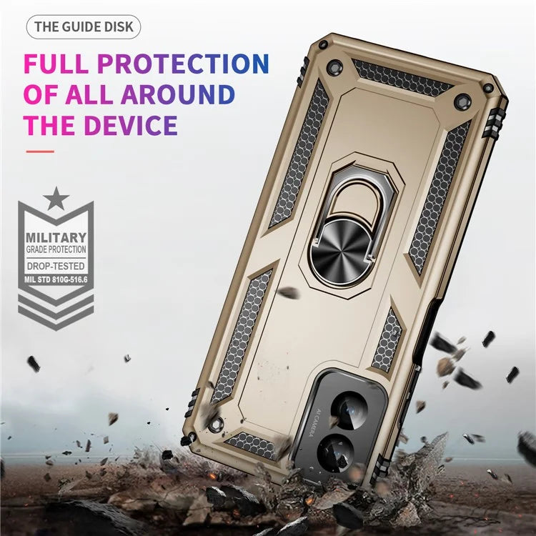 For Motorola Moto G Power (2024) Case Ring Car Mount Kickstand PC+TPU Hybrid Phone Cover