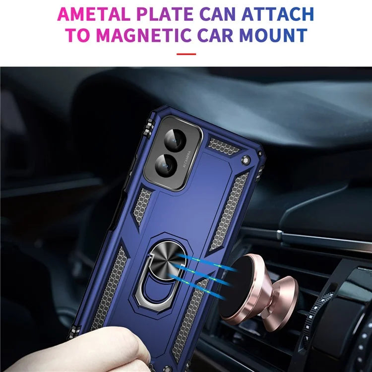 For Motorola Moto G Power (2024) Case Ring Car Mount Kickstand PC+TPU Hybrid Phone Cover