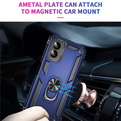 For Motorola Moto G Power (2024) Case Ring Car Mount Kickstand PC+TPU Hybrid Phone Cover